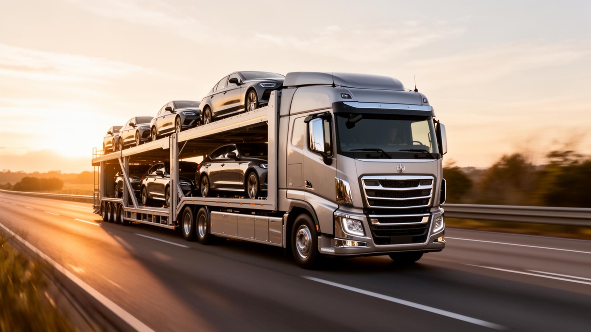 Luxury vehicle carrier on the highway